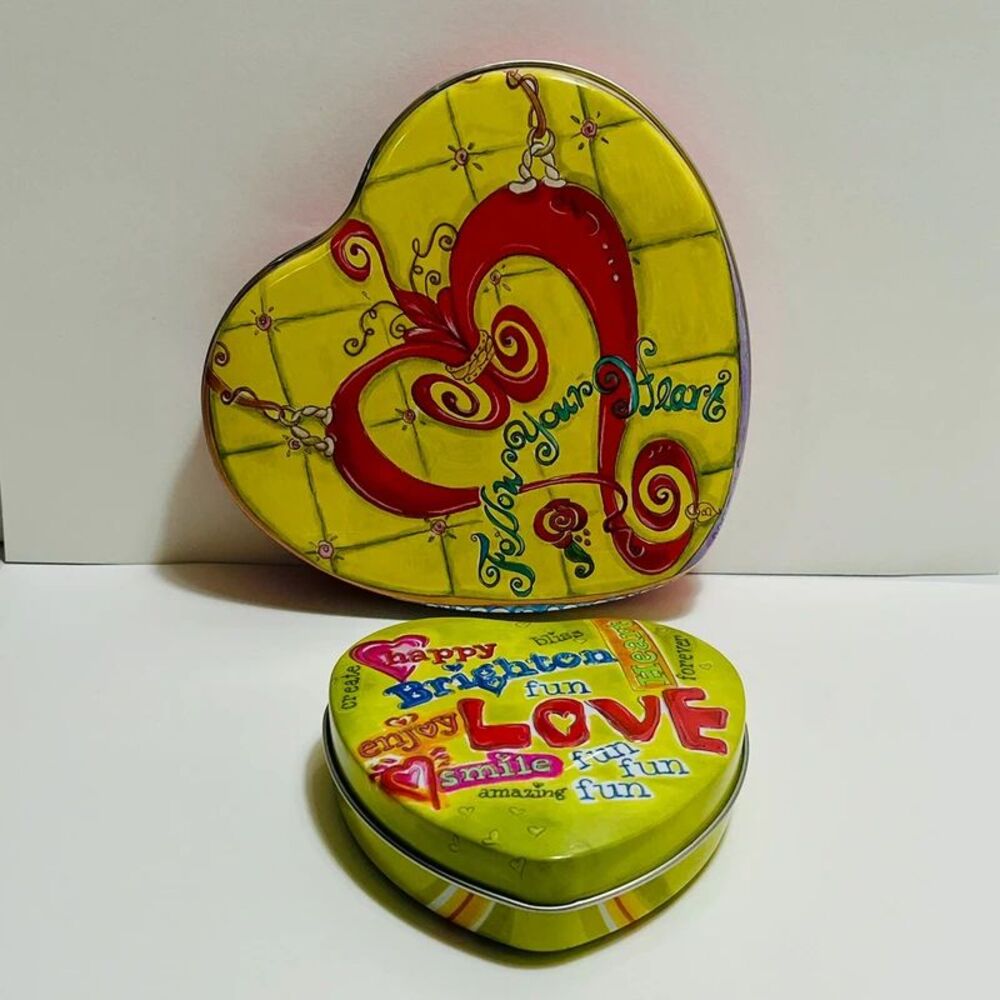 2 Brighton Heart-Shaped Jewelry Tins, Follow Your Heart